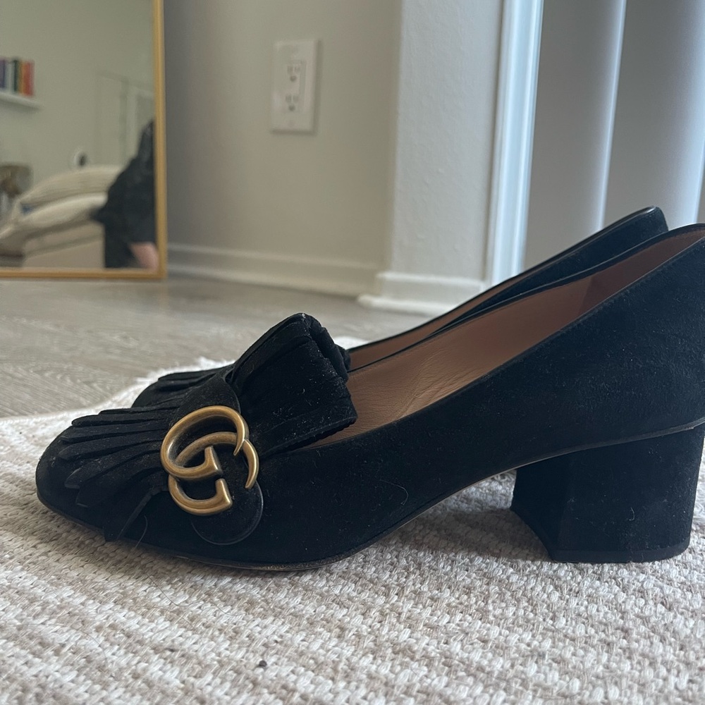 Black Gucci Heeled Loafers